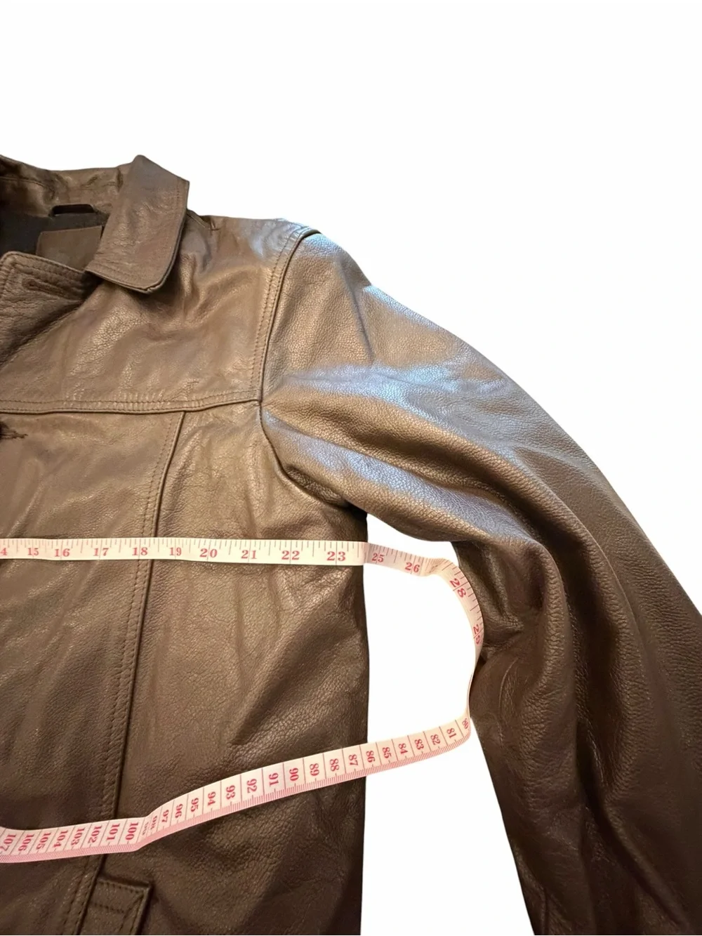 Vintage J Crew Leather Bomber Jacket Mens Medium Brown Wool Lined Button Up